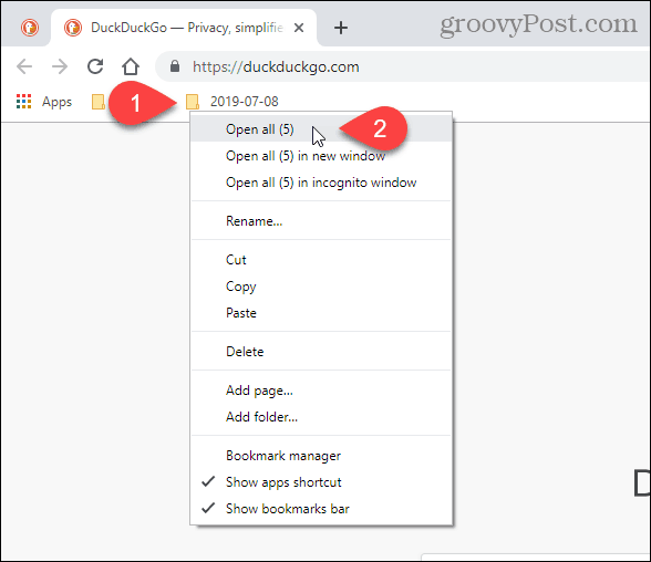 Selecteer Open all (X) in Chrome