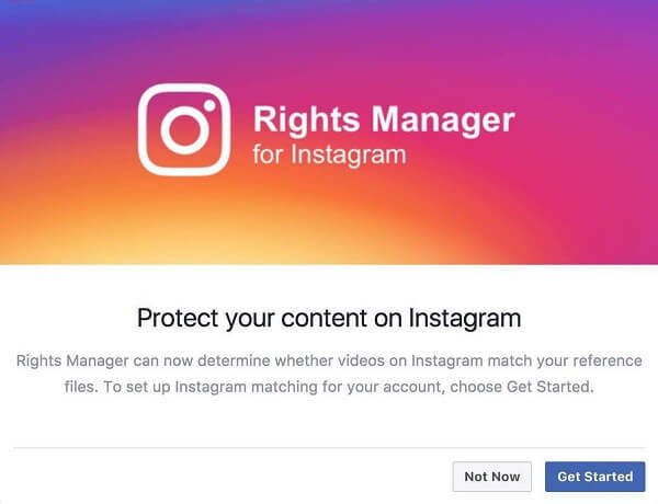 Instagram lijkt Rights Manager voor Instagram te hebben ingeschakeld.