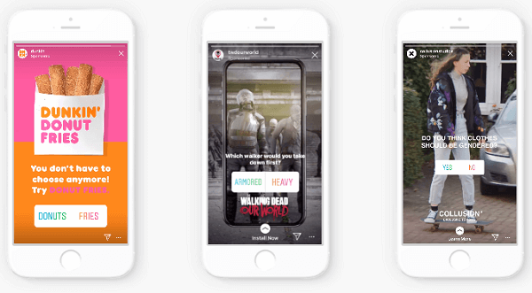 Instagram heeft de optie toegevoegd om interactieve elementen toe te voegen aan gesponsorde verhalen, te beginnen met een polling-sticker.