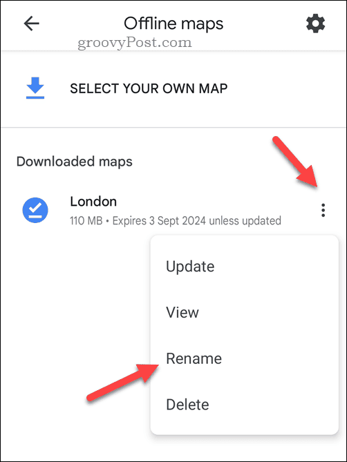 Hernoem een ​​offline Google Maps-kaart
