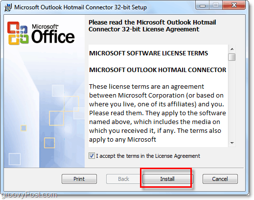 installatie van Outlook Hotmail Connector-tool
