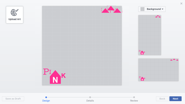 Met Facebook kun je meerdere ontwerpen op een enkel frame uploaden en ze afzonderlijk plaatsen, wat erg handig is gezien de dubbele lay-outs.