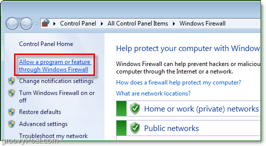 een programma of functie toestaan ​​via de Windows 7-firewall