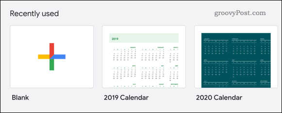 Een kalendersjabloon selecteren in Google Spreadsheets