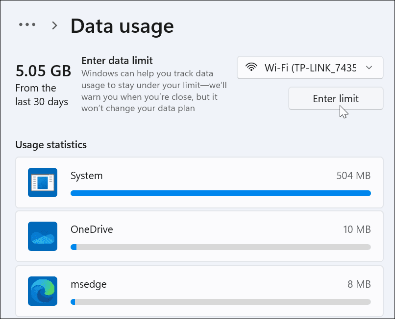 datalimiet invoeren