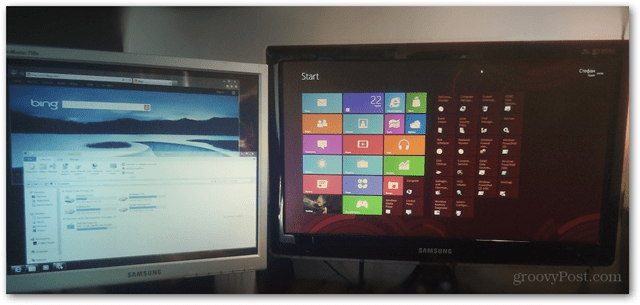 windows 8 dual monitor setup metro desktop combinatie instelling multitasking beeld