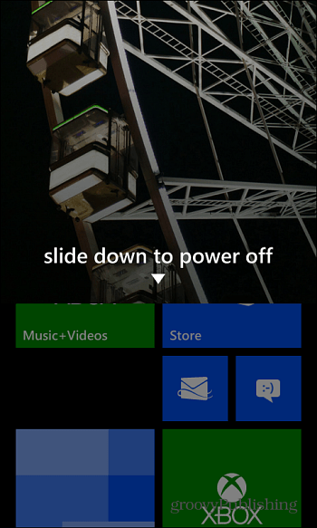 Kant naar beneden om Windows Phone 8 uit te schakelen