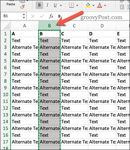 Selecteer een koptekst in Excel