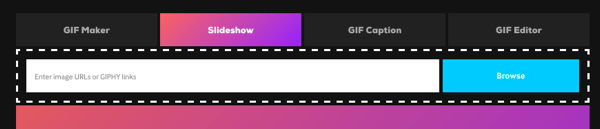 Klik op de optie Diavoorstelling om een ​​GIF te maken van een reeks afbeeldingen.