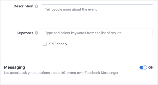 Om een ​​open communicatiekanaal te bieden tussen jou en je bezoekers van Facebook-evenementen, selecteer je de optie om mensen toe te staan ​​contact met je op te nemen via Messenger.