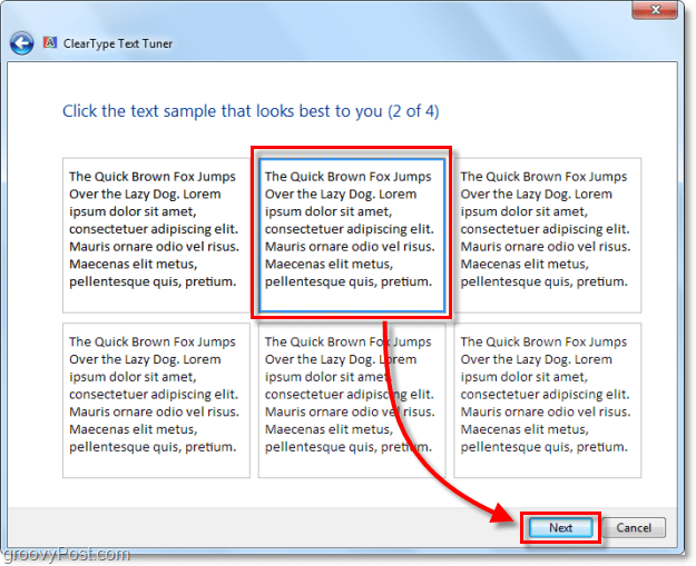 stap 2 van het kalibreren van clearType in Windows 7