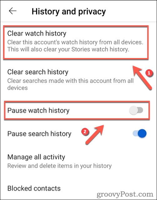 YouTube-kijkgeschiedenis wissen op Android.