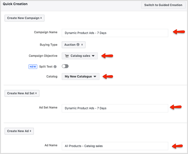 Snel aanmaakvenster in Facebook Ads Manager