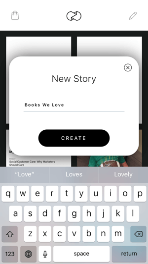 Maak een Unfold Instagram-verhaal stap 1 met een nieuw verhaalscherm.