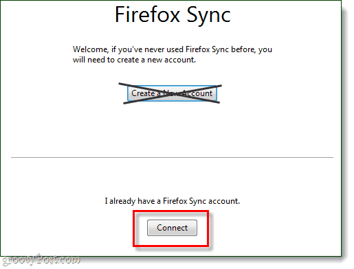 maak verbinding met een firefox sync-account