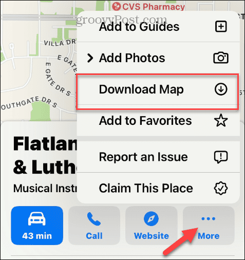 Download de Apple Map-optie uit het meer-menu