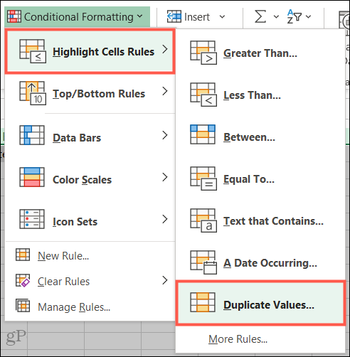 Markeer celregels, dubbele waarden in Excel
