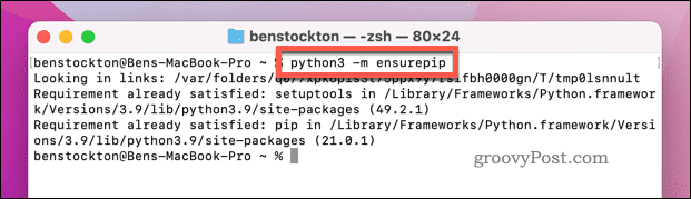 Verzekerpip gebruiken om PIP op Mac te installeren