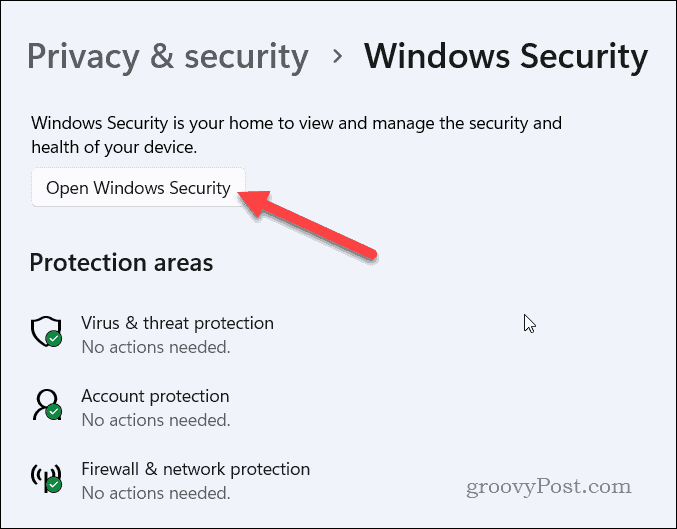 Start Windows-beveiliging op Windows 11