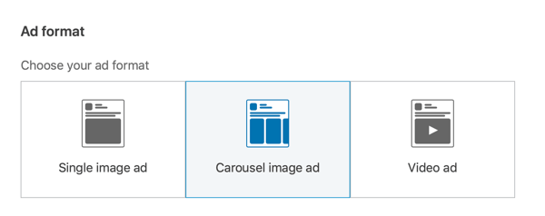 Hoe u carrouseladvertenties voor het genereren van leads op LinkedIn maakt, stap 2, stel carrouseladvertentie-indeling in