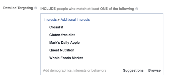 De Instagram-advertentie van Bhu Foods is gericht op mensen op basis van demografie, vind-ik-leuks en interesses.