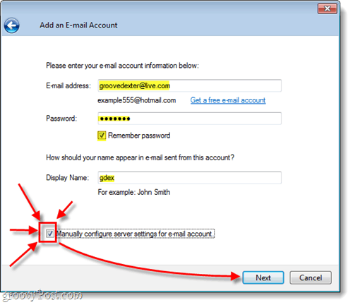 configureer uw hotmail handmatig in Windows Live Mail