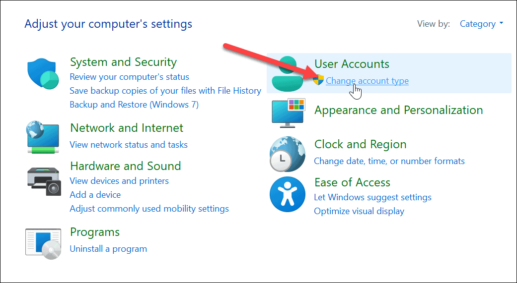 Accounttype wijzigen op Windows 11