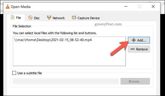 Een bestand toevoegen om te converteren in VLC op Windows