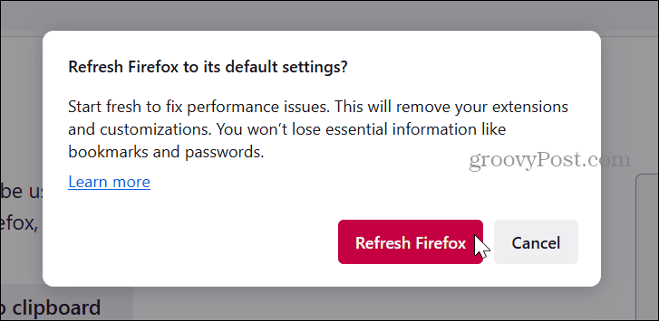 vernieuw de Firefox-knop