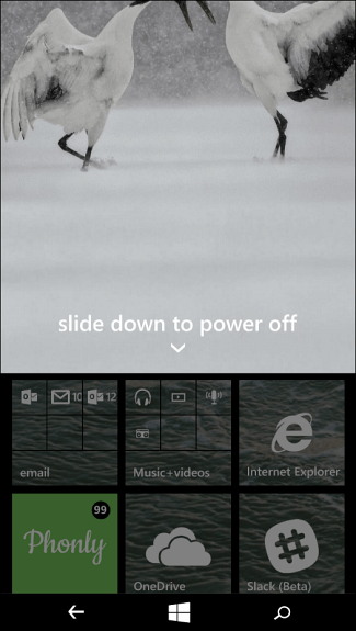 1 schuif om Windows Phone uit te schakelen