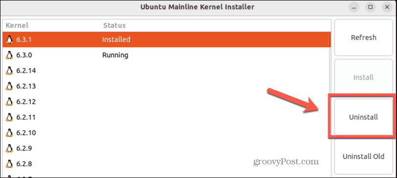 ubuntu verwijdert kernel in mainline