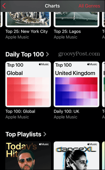 Apple Music Charts dagelijkse top 100 wereldwijd