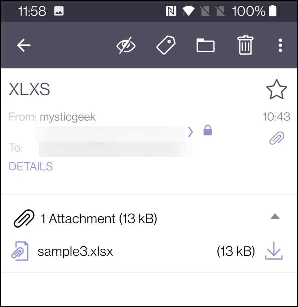 protonmail opent xlsx-bestanden in Android