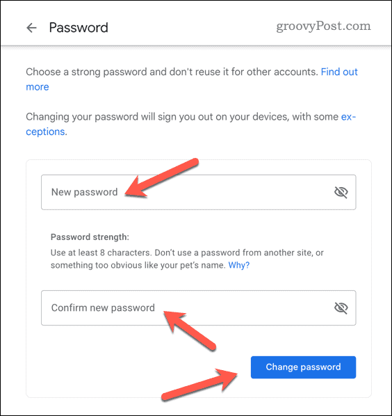 Stel een nieuw Gmail-wachtwoord in