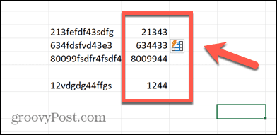 Excel Flash Fill-resultaten
