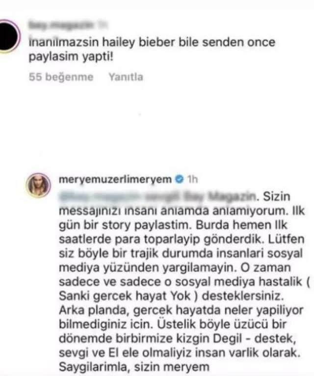 Meryem Uzerli reageerde op de kritiek