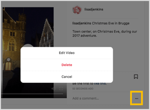 Tik op de knop met drie stippen en selecteer Video bewerken in het pop-upmenu.