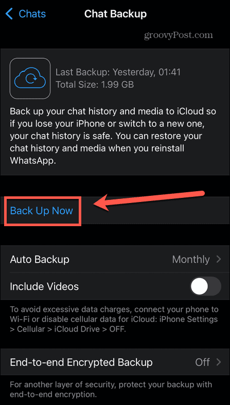 whatsapp nu back-up