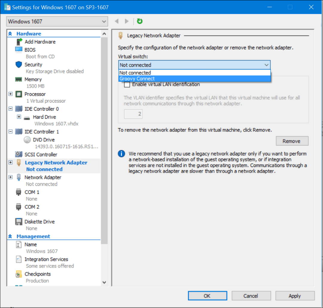 Deel uw netwerkverbinding met Hyper-V in Windows 10