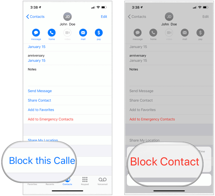 Blokkeer contact
