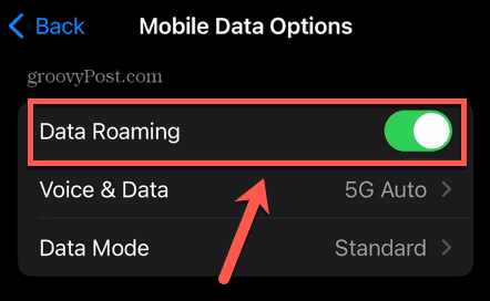 schakelaar voor gegevensroaming op de iPhone