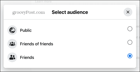 facebook selecteer publiek
