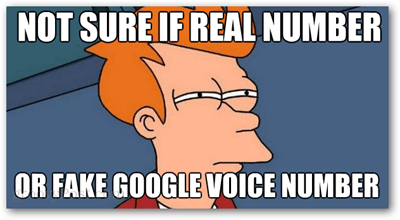 niet zeker of het een echt nummer is of een nep Google Voice-nummer