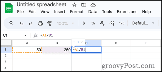 Eenvoudige percentageformule in Google Spreadsheets