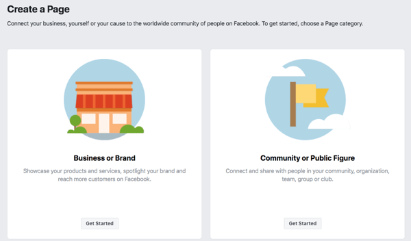 Stap 1 om uw Facebook-bedrijfspagina te maken.