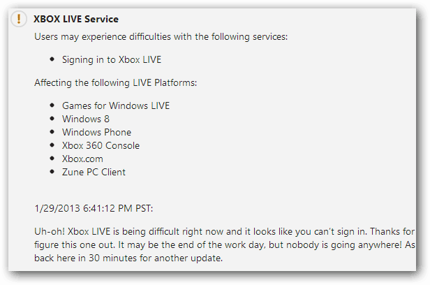 Update voor Xbox Live-service