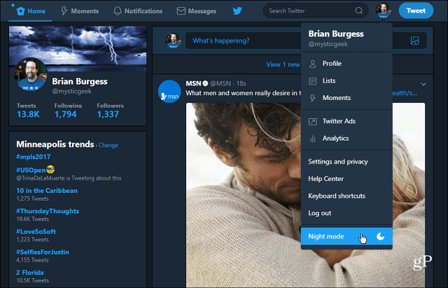 Hoe ‘Nachtmodus’ in te schakelen op de Twitter Desktop Web App