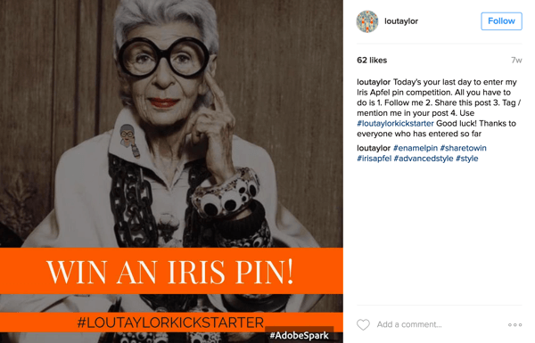 Vraag gebruikers voor een Instagram-hashtag-wedstrijd om een ​​foto te plaatsen naast de hashtag van uw campagne.