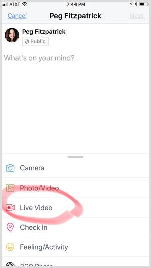 De Facebook Creator-app start live video