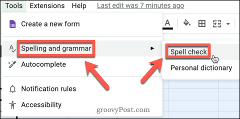 tool voor spellingcontrole google sheets